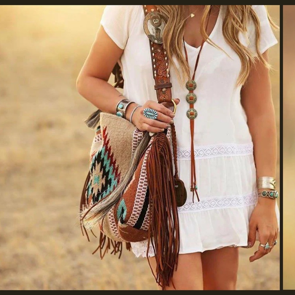 Espuela Design Co handcrafted handfringed wool saddle blanket bag MSRP $529 - Picture 11 of 12